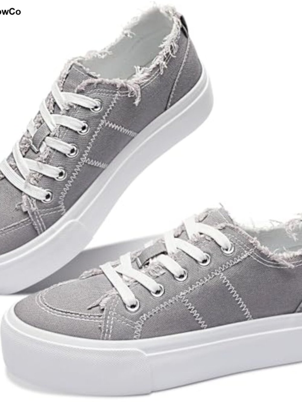 Women's Canvas Platform Sneakers Low Top Lace Up Walking Shoes 1.5 Inch Lift